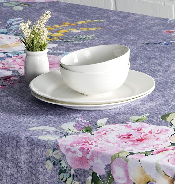 Maison d' Hermine Table Cloth Rectangle Table 100% Cotton 60 x 120 Inches Tablecloth Reusable Decorative for Dining Room Farmhouse Valentines Day Decorations Spring Summer - Sweet Rose Lavender - Lush