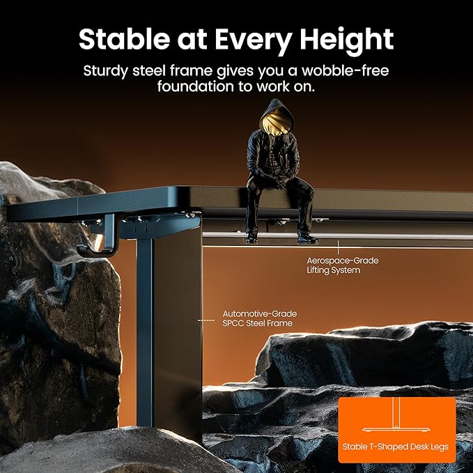 ErGear Height Adjustable Electric Standing Desk, 40 x 24 Inches Sit Stand up Desk, Memory Computer Home Office Desk with Two-Piece Desktop (Carbon Fiber Black)
