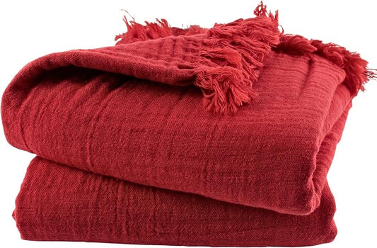 PÜSKÜL - Premium 2-Piece Oversized Muslin Bath Towel for Adult 35x70 Extra Large Bath Sheets | Natural 100% Turkish Cotton Soft Absorbent Quick-Dry Lightweight Spa & Beach Towels (Pack of 2, Red)