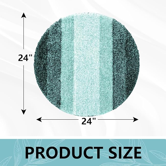 Arotive Microfiber Bathroom Rugs, Shaggy Soft and Absorbent Bath Rug, Non-Slip, Thick Plush Machine Washable Dry Bath Mats for Bathroom, Tub and Shower, 24x24, Dark Green, Round