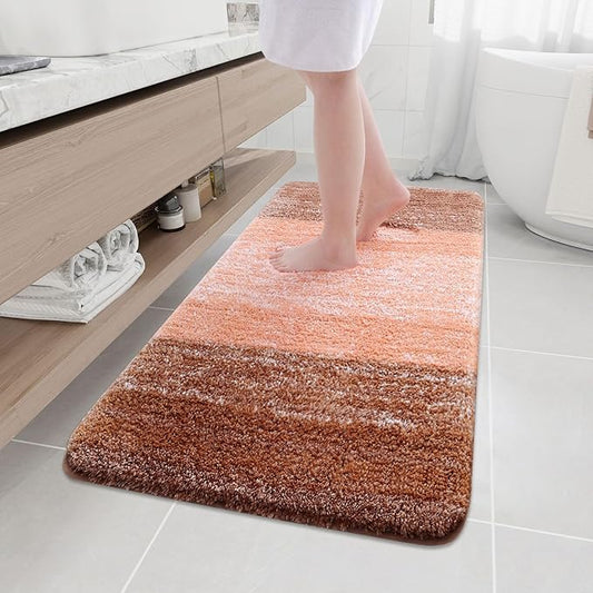 Arotive Microfiber Bathroom Rugs, Shaggy Soft and Absorbent Bath Rug, Non-Slip, Thick Plush Machine Washable Dry Bath Mats for Bathroom, Tub and Shower, 54x24, Orange, Rectangular