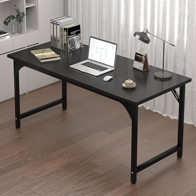 AZN 55 X 24 inch Computer Desk w/Deeper & Thicker Desktop, Office Desk w/Sturdy Metal Frame, Modern Simple Desk w/Large Legroom, Study Gaming Writing Work Desk for Home Office, Bedroom