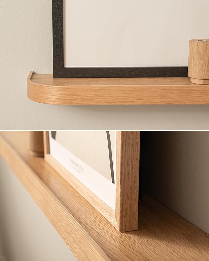 Kazai.® 31.5 inches Wall Shelf 'Toke' | Picture Ledge in Real Wood Veneer | Floating Wooden Shelf for Photos, Wall Decor, and Storage in Bathroom, Living Room, Kitchen, or Bedroom | Oak