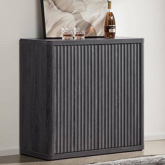 SICOTAS Buffet Cabinet with Storage 34.6" Sideboard Accent Modern Credenza with Doors & Shelves Fluted Tall Media Console Mid Century Coffee Bar Table for Living Room Kitchen Dining Room Hallway