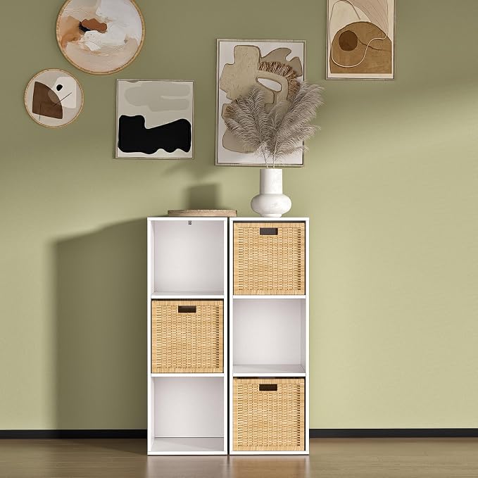 Wooden Cube Storage Organizer with Closed Back Panel,White Cube Shelf Cubby Storage Organizer with Compartments for Living,Bookshelf,Storage Organizers (White, 3 Cube-11in)