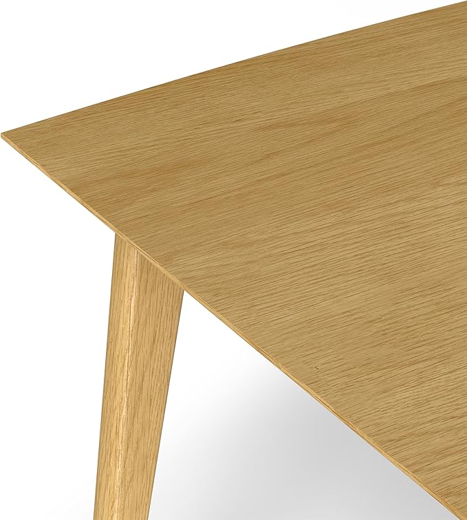 SIMPLIHOME Draper Dining Table - 66 inch Wide Solid Oak Veneer Rectangular Table, Mid-Century Modern Style for Dining Room or Kitchen with Tapered Legs and Spacious Surface, Seats 6