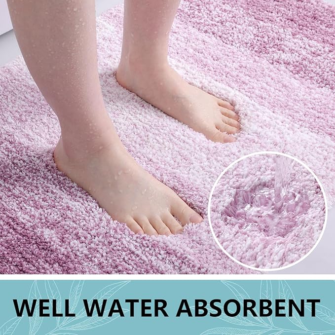 Arotive Microfiber Bathroom Rugs, Shaggy Soft and Absorbent Bath Rug, Non-Slip, Thick Plush Machine Washable Dry Bath Mats for Bathroom, Tub and Shower, 24x16, Purple, Rectangular