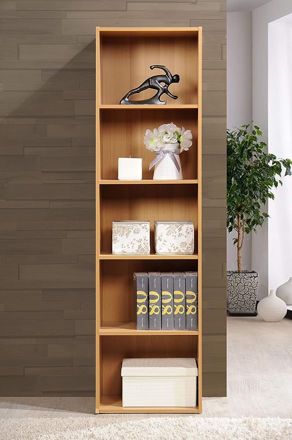 HODEDAH IMPORT 5 Shelve Bookcase cabinet, Beech