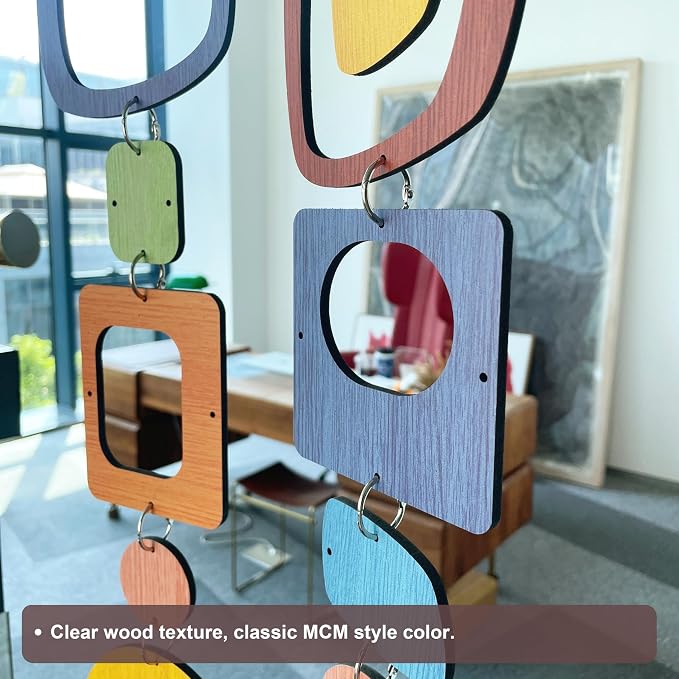 MidModArt 40PCS Retro Mid Century Modern Wall Art MCM Decor for Living Room Bedroom Kitchen Study, MCM Colored Wood Texture 11.9"x59.8"