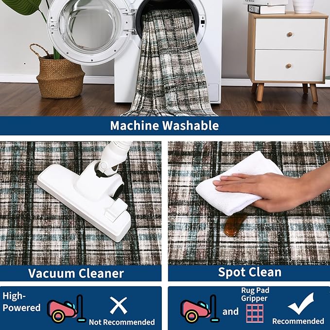 Washable Runner Rug 2x6 Modern Bathroom Rugs Non Slip Kitchen Rugs with Rubber Backing Entryway Rug Soft Non Shedding Stain Resistant Carpet for Laundry Hallway Bedside 2'x6'