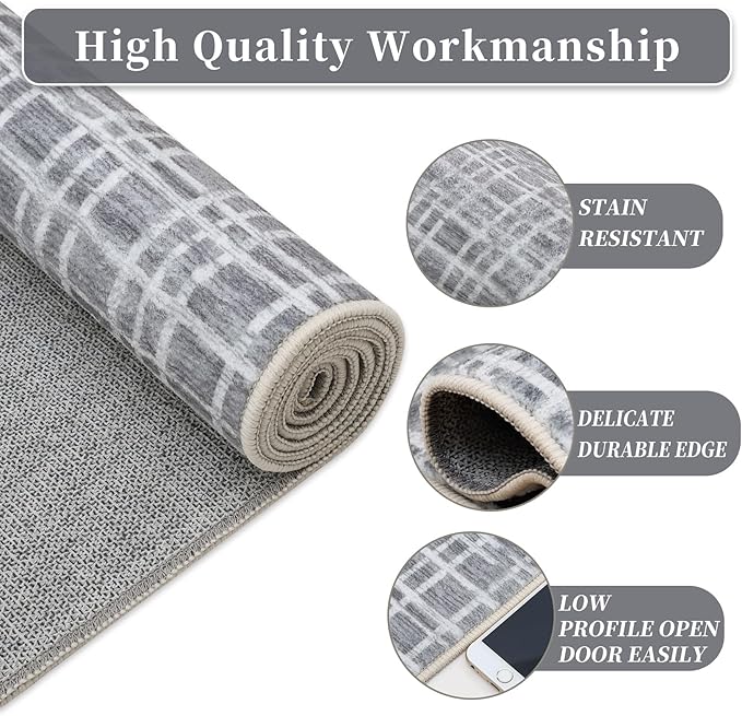 Living Room Rug 4x6 Area Rug Washable Modern Area Rug for Bedroom Aesthetic Entryway Rug Non Slip Accent Rugs with Rubber Backing Soft Low Pile Stain Resistant Carpet for Dining Room 4'x6'
