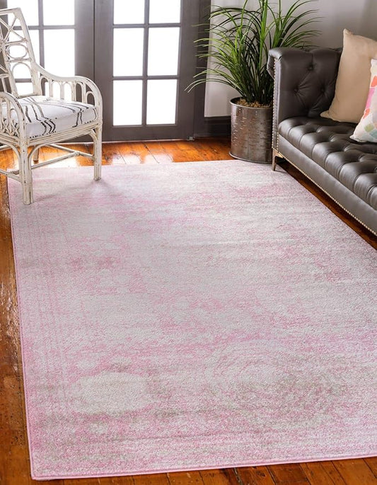Unique Loom Bromley Collection Area Rug - Wells (2' x 3' 1" Rectangle, Pink/ Ivory)