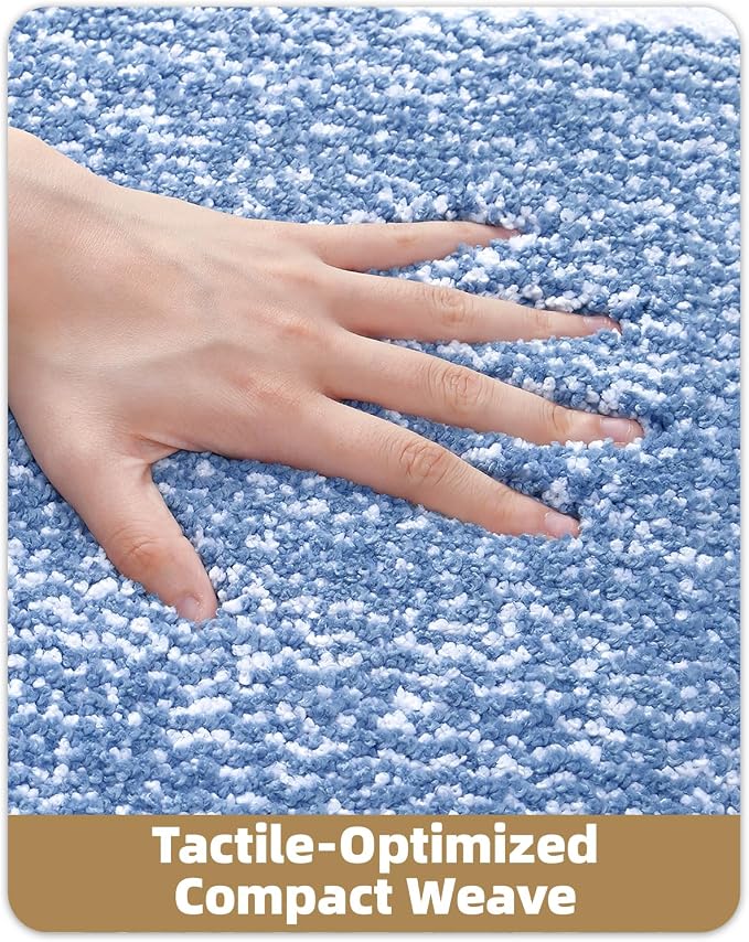 Color&Geometry Bathroom Runner Non Slip, 24"x59" Light Blue Bath Runner Rug, Absorbent, Soft, Washable, Microfiber Bath Mat Bathroom Carpet