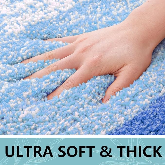 Arotive Microfiber Bathroom Rugs, Shaggy Soft and Absorbent Bath Rug, Non-Slip, Thick Plush Machine Washable Dry Bath Mats for Bathroom, Tub and Shower, 30x20, Light Royal Blue, Rectangular