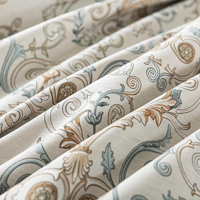 HoneiLife Duvet Dover Queen Size - 100% Cotton Comforter Cover Comfortable Duvet Cover Sets,Breathable Duvet Cover with Zipper Closure & Corner Ties,3-PC Luxurious Comforter Cover Sets, Nostalgia