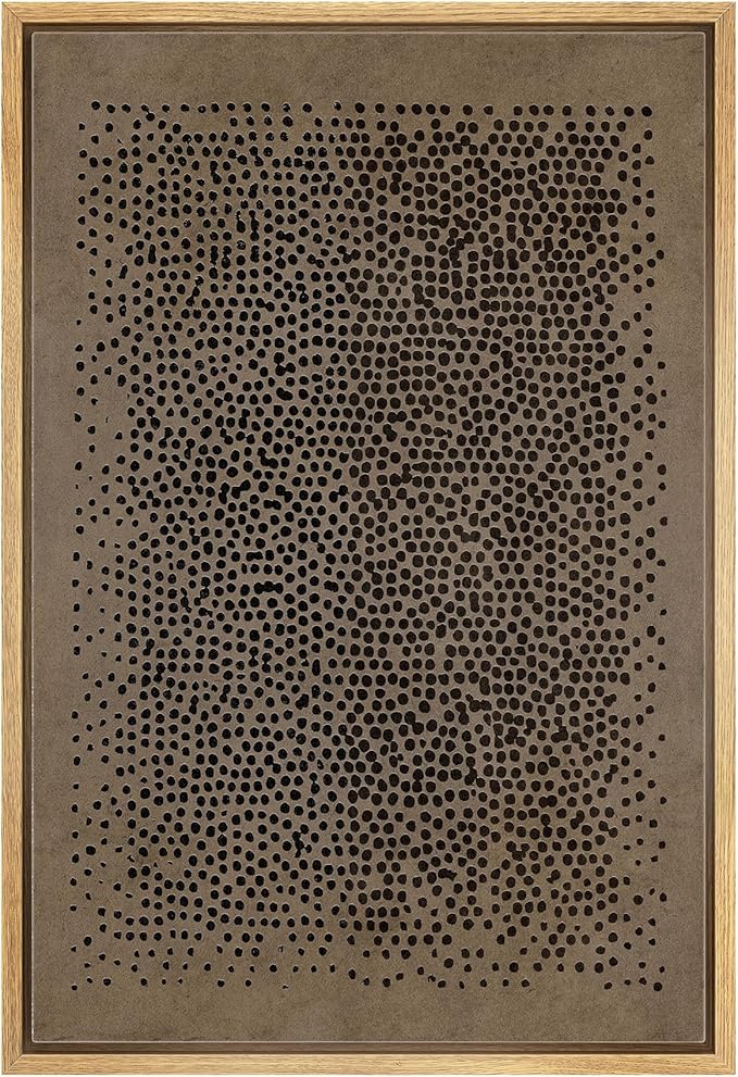 MUDECOR Framed Canvas Print Wall Art Organic Dot Pattern Abstract Illustrations Fine Art Mid-Century Modern Multicolor for Living Room, Bedroom, Office - 24"x36" NATURAL