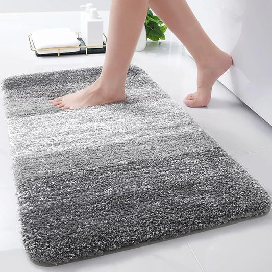 Arotive Microfiber Bathroom Rugs, Shaggy Soft and Absorbent Bath Rug, Non-Slip, Thick Plush Machine Washable Dry Bath Mats for Bathroom, Tub and Shower, 30x17, Grey, Rectangular