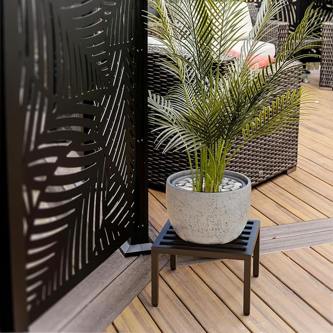 Zhongma 2 Pack 12" Sturdy Potted Plant Stand Flower Pot Holder Heavy Duty Construction, No Installation Square Low Plant Stand 12 x 12 x 7.87 inch for Home Indoor and Outdoor, Sturdy plant riser and saucer
