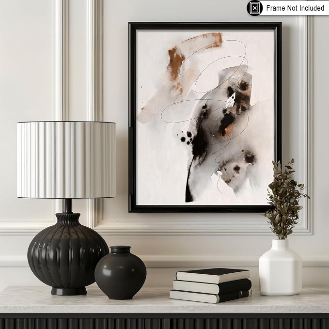 Poster Master Ink Wash Painting Poster - Line on Ink Wash Print - Ink Brush Art - Abstract Illustration - Line Design - Bedroom or Living Room Wall Decor - 24x32 UNFRAMED Wall Decor