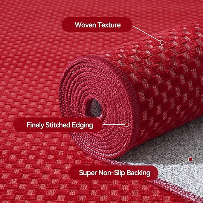 2x3 ft Indoor Door Mat Entryway Rug Non Slip Boho Woven Washable Small Area Rugs Runner, Front Entry Rug Entrance Doormat for Hall Porch Bathroom Kitchen Bedroom Easy Clean, Red 24"x36"