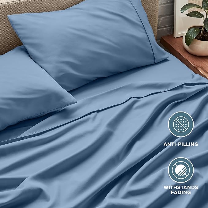 Bare Home King Sheet Set - 1800 Ultra-Soft Microfiber King Bed Sheets - Double Brushed - Deep Pockets - Easy Fit - 4 Piece Set - Bedding Sheets & Pillowcases (King, Coronet Blue)