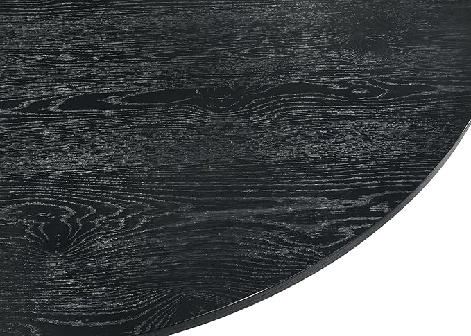 47" Round Dining Table for 4-6, Modern Mid Centery Farmhouse Wood Round Kitchen Table for 4-5 People with Circle Pedestal Base for Dining Room Living Room Dinner Restaurant Furniture, Black