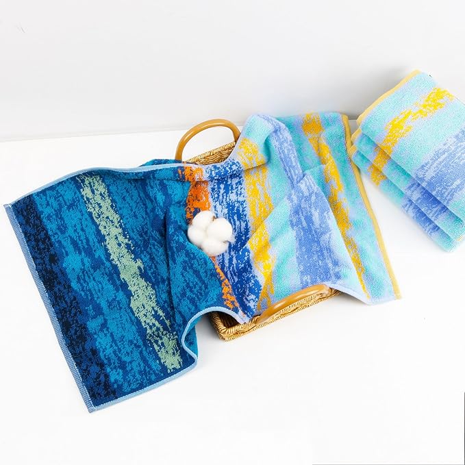 SEMAXE 18-Pack Bath Towel Set Include 6 Bath Towels, 6 Hand Towels, 6 Wash Cloths, 100% Cotton Bathroom Towels with Hanging Loops, Soft & Absorbent Towel, Colorful Towel - The Starry Night Collection