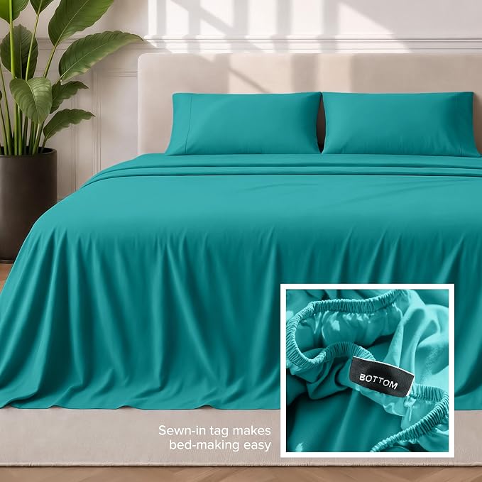 Bare Home Twin Sheet Set - 1800 Ultra-Soft Microfiber Twin Bed Sheets - Double Brushed - Deep Pockets - Easy Fit - 3 Piece Set - Bedding Sheets & Pillowcases (Twin, Emerald)