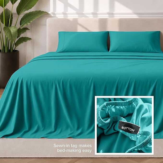 Bare Home Full Sheet Set - 1800 Ultra-Soft Microfiber Full Bed Sheets - Double Brushed - Deep Pockets - Easy Fit - 4 Piece Set - Bedding Sheets & Pillowcases (Full, Emerald)