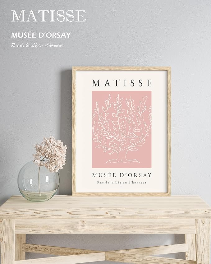 HesenDot Unframed Pink Wall Art Set of 3,12x16in Matisse Canvas Prints,Abstract Botanical Wall Decor Posters,Minimalist Modern Home Decoration for Living Room Bedroom Office, Unframed