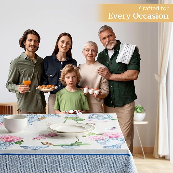 Maison d' Hermine Table Cloth Rectangle Table 100% Cotton 70 x 120 Inches Tablecloth Reusable Decorative for Dining Room Farmhouse Home Valentines Day Decorations Spring Summer - Canton