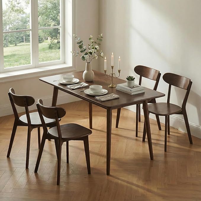 100% Solid Wood Dining Room Chairs - Practical Kitchen Chairs - Wood Chair for Dining Room, Kitchen (1, Walnut)