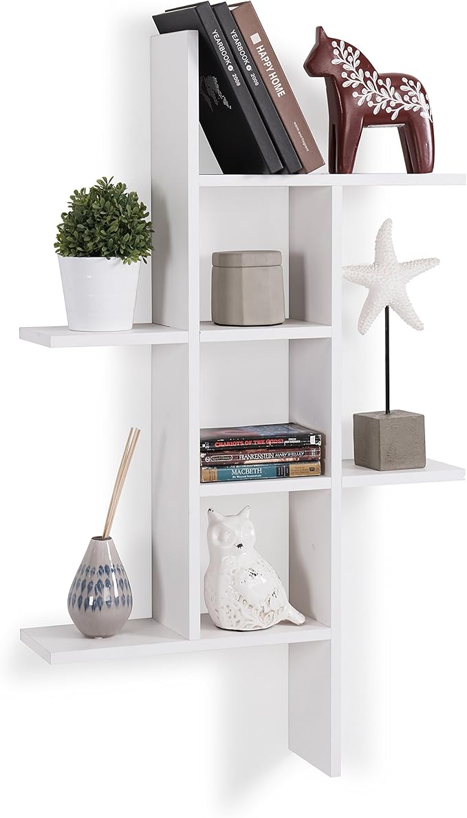 Danya B. Cantilever Cubby Decorative Modern Wall Mount Shelf – Horizontal or Vertical (White)
