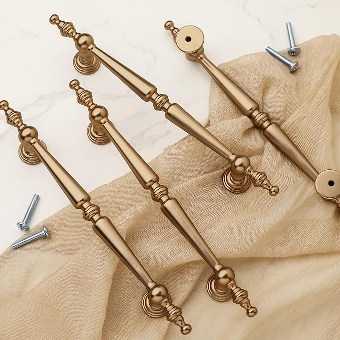 Shimeyao 10 Pack Champagne Bronze Cabinet Pulls 5"(128 mm) Hole Center Vintage Bronze Cabinet Pulls Handles Drawer Handles Closet for Kitchen Bathroom Drawer Dresser Pull Hardware Hole Center