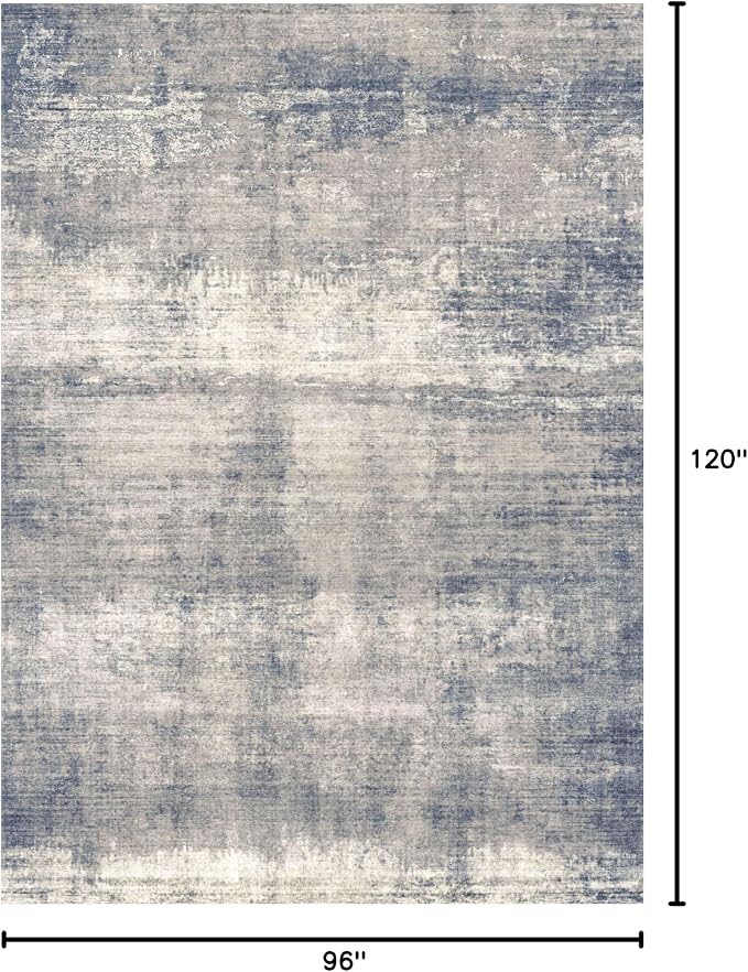 vivorug Washable Rug, Ultra Soft Area Rug 8x10, Non Slip Abstract Rug, Stain Resistant Rugs for Living Room Bedroom, Modern Rug (Gardual-Blue, 8'x10')