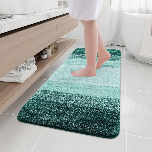 Arotive Microfiber Bathroom Rugs, Shaggy Soft and Absorbent Bath Rug, Non-Slip, Thick Plush Machine Washable Dry Bath Mats for Bathroom, Tub and Shower, 47x20, Dark Green, Rectangular