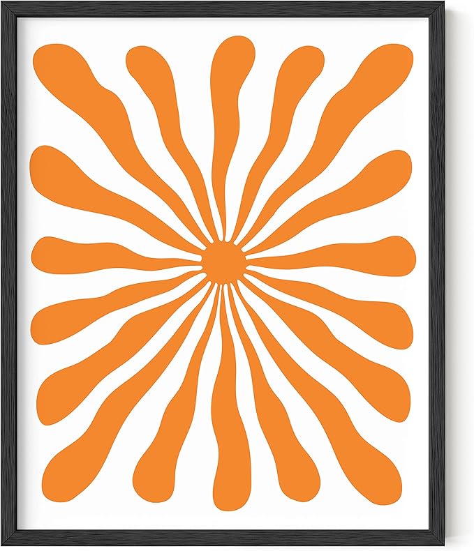 HAUS AND HUES Orange Picture for Wall - Hippie Print Colorful Poster, Trippy Abstract Art Wall Decor, Sun Wall Art Aesthetic (16x20 Unframed)