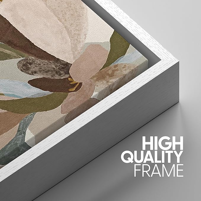 SIGNWIN Framed Canvas Print Wall Art Set Botanical Abstract Earthy Neutral Floral Illustrations Modern Art Decorative Boho Relax/Zen Nordic for Living Room, Bedroom, Office - 16"x24"x3 White