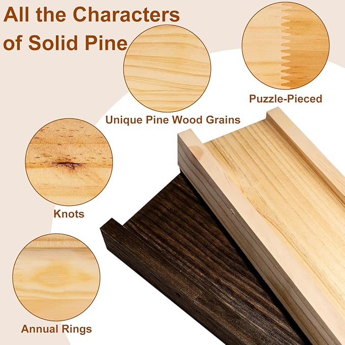 Picture Ledge Shelf, 24 inch Solid Pine Wood Floating Shelves, Floating Book Shelves for Living Room Bedroom Kitchen Decor, Natural Unfinished, No Stain, DIY, Set of 4(Maple Wood, 4Pack 24inch)