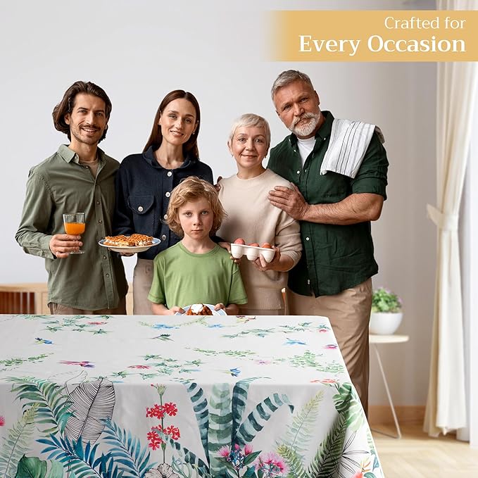 Maison d' Hermine Table Cloth Rectangle Table 100% Cotton 70 x 90 Inches Tablecloth Reusable Decorative for Dining Room Farmhouse Home Valentines Day Decorations Spring Summer - Tropiques