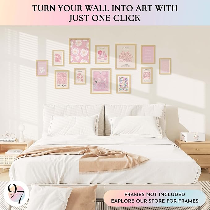 97 Decor Pink Wall Decor Aesthetic Pictures - Matisse Wall Art Pink Posters for Room Aesthetic, Abstract Danish Pastel Prins, Light Pink Dorm Wall Decor for College Girls Bedroom (8x10 Unframed)