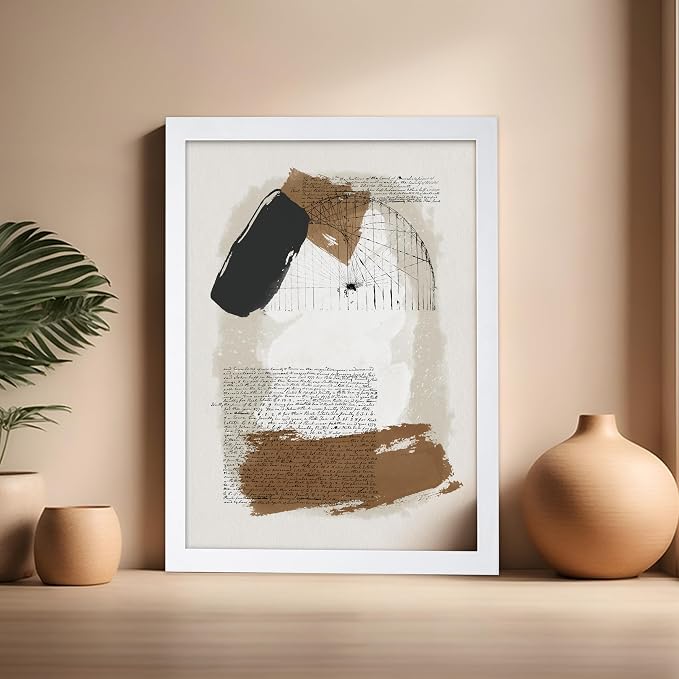 Poster Master Abstract Written Message Poster - Watercolor Print - Note Art - Chic Boho Design - Abstract Illustration - Great Bedroom or Living Room Decor - 16x20 White Framed