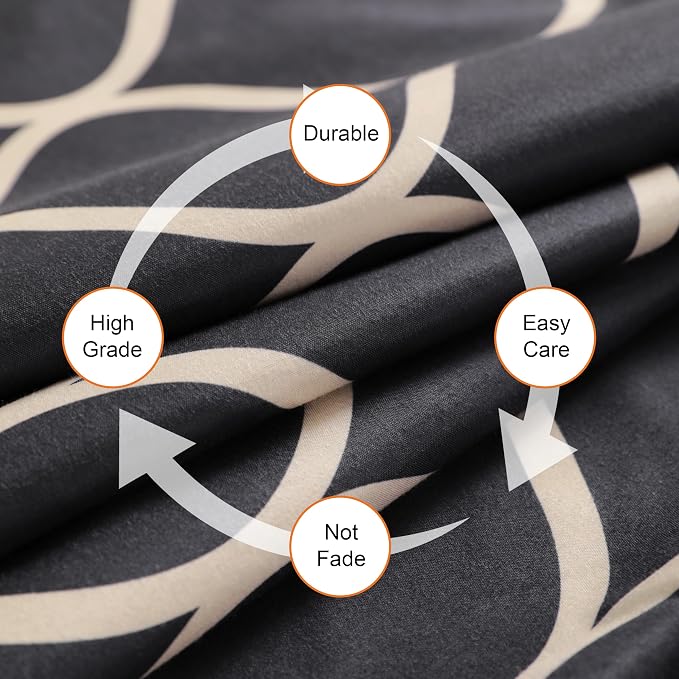 NTBAY 3 Pieces Curve Pattern Duvet Cover Set, Brushed Microfiber Soft Black and Beige King Duvet Cover Set, Reversible Zipper Comforter Cover with Ties and 2 Pillow Shams