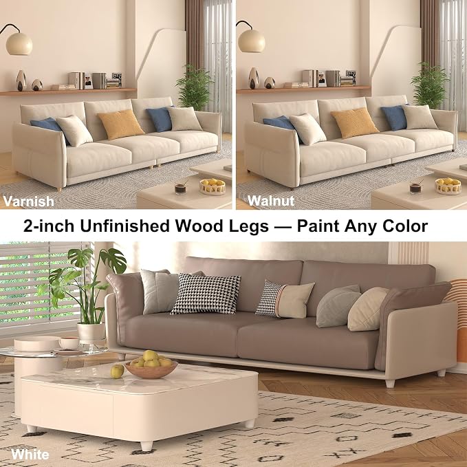 2 Inch Small Unfinished Rubberwood Furniture Legs Set of 4 - Short Solid Wood Legs Replacement for Ottoman & Bench,Couch & Sofa & Table Legs, Cabinet Feet - DIY Finish
