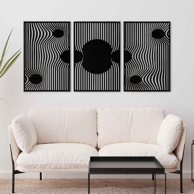 Mid Century Modern Celestial Gravity Wood Wall Art, Boho Solar Geometry Wood Wall Decor, Abstract Set of 3 Wall Hangings, Home Gift for Living Room and Bedroom