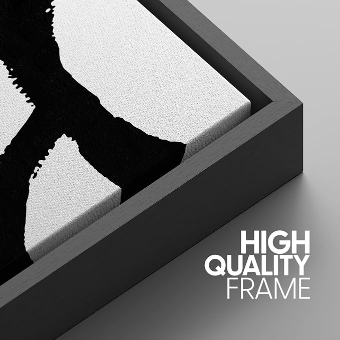 SIGNWIN Framed Canvas Print Wall Art Trio of Dark Paint Strokes Abstract Shapes Illustrations Modern Art Industrial Dramatic Black and White for Living Room, Bedroom, Office - 24"x36"x3 Black