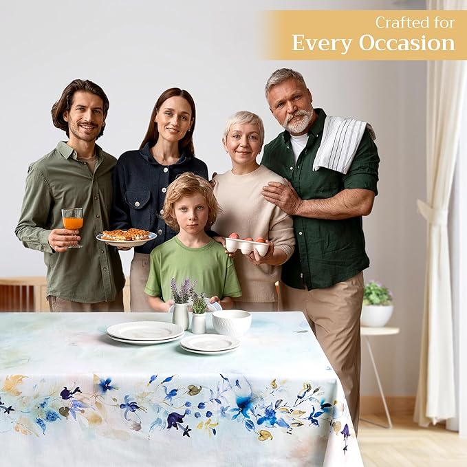 Maison d' Hermine Table Cloth Rectangle Table 100% Cotton 60 x 90 Inches Tablecloth Reusable Decorative for Dining Room Farmhouse Home Valentines Day Decorations Spring Summer - Lazy Summer Days