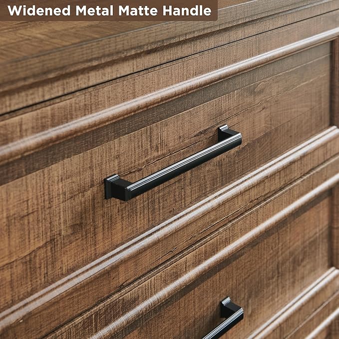 ACCOHOHO Farmhouse 8 Drawers Dresser Chests for Bedroom,52" Wide Wood Rustic Chest of Drawers with Metal Handle,Natural Texture,Drawer Organizer for Bedroom,Living Room,Hallway and Entryway,LB