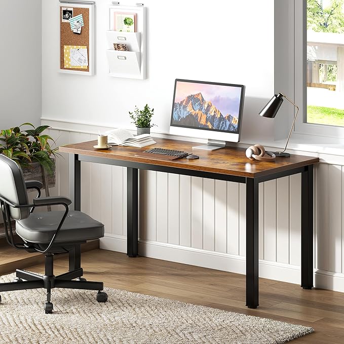 Need 47 Inch Heavy Duty Computer Desk, Industrial Writing Table with Sturdy Metal Frame, Workstation for Home Office, Gaming & Dual Monitor Setup, Easy Assembly
