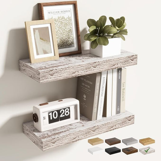 16 Inch Floating Shelves for Wall 2 Pack, 16" Wall Shelves for Books, Storage, Decor, Wall Mounted Floating Shelf with Invisible Brackets for Kitchen, Living Room, Rustic